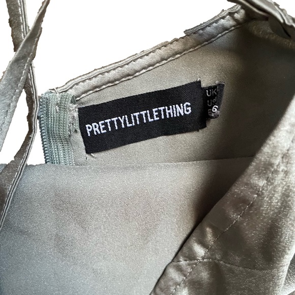 PrettyLittleThing sage silky dress, size 4 - Picture 2 of 3